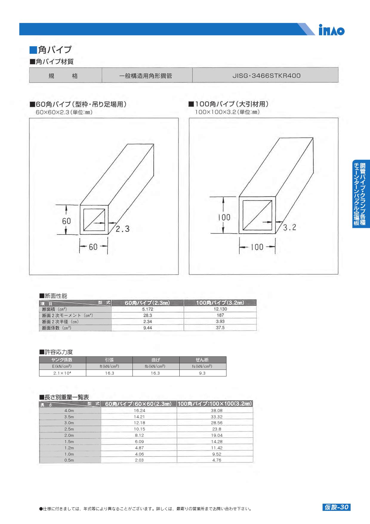 角パイプ | 角パイプ, 建設仮設材, サポート各種 | 稲尾産業 株式会社 