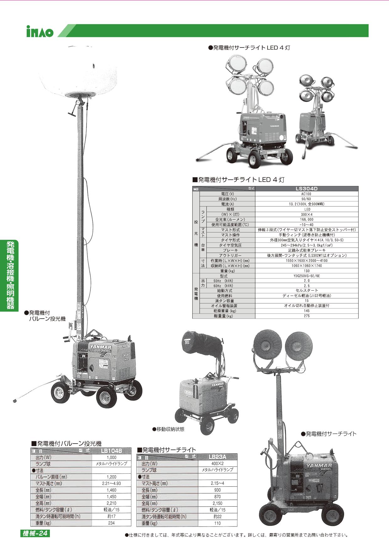 投光器 発電 機