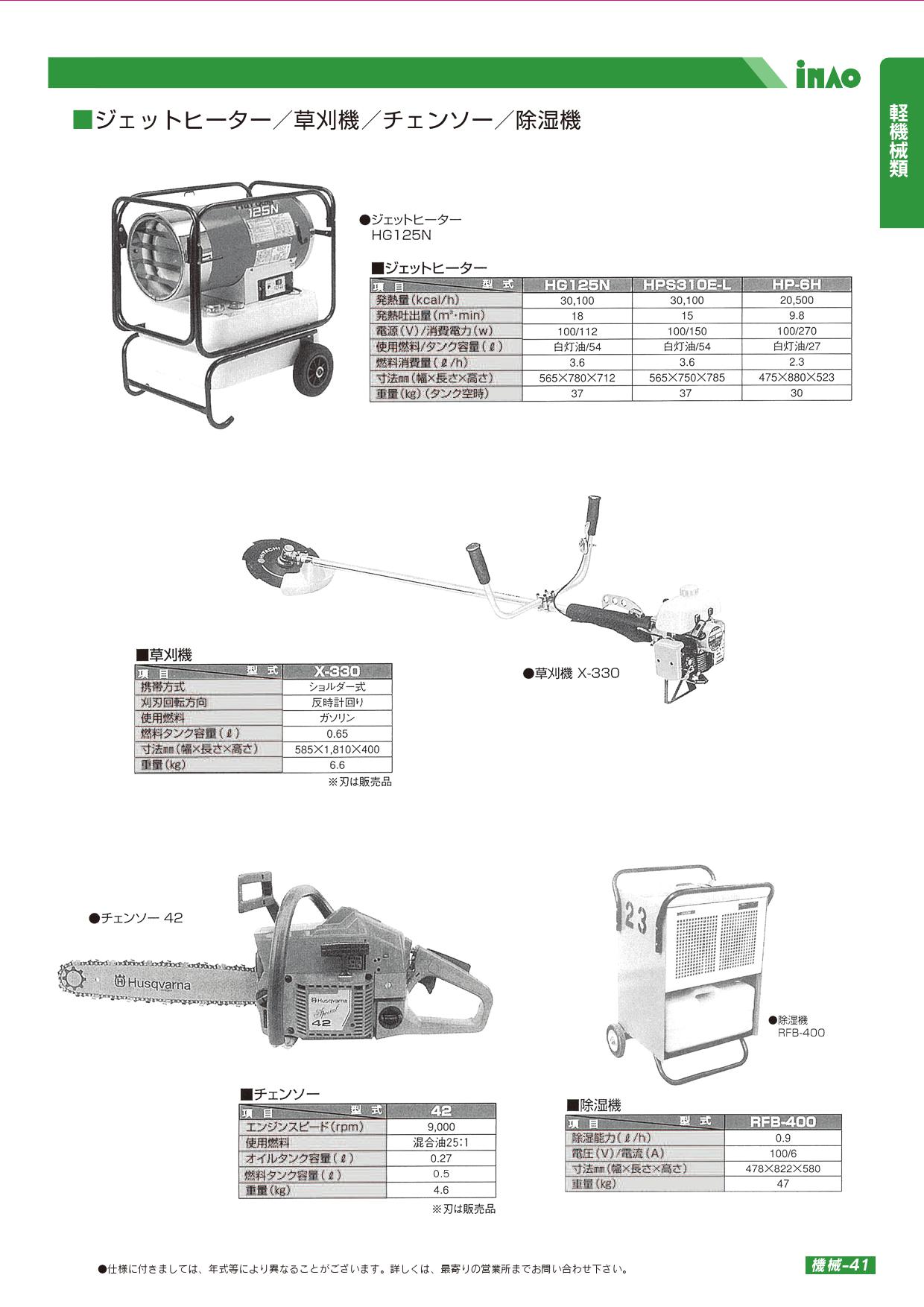 ジェットヒーター/草刈機/チェンソー | 乾燥機, 草刈機