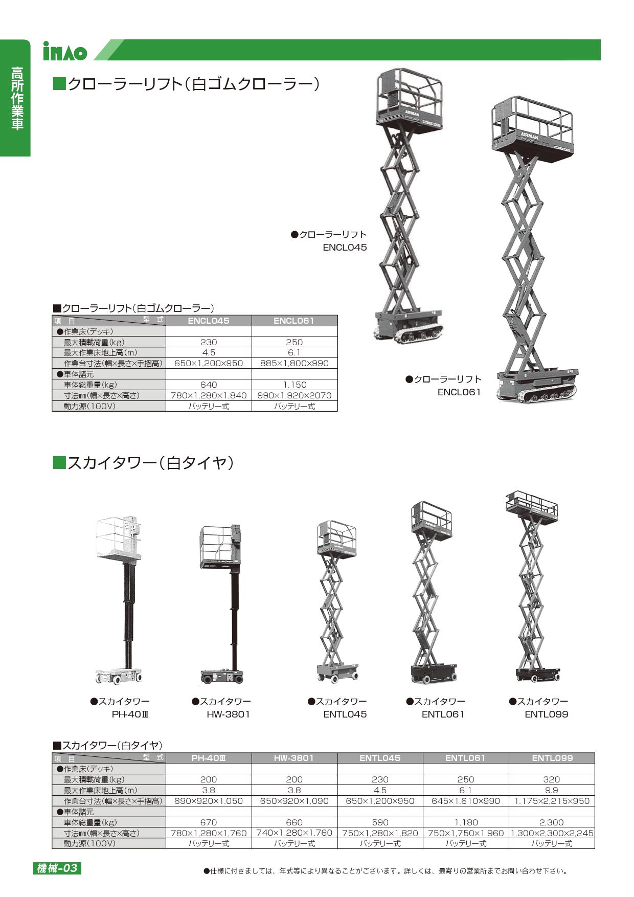 スカイタワー(白タイヤ) | スカイタワー, 建設機械, 高所作業車 | 稲尾 